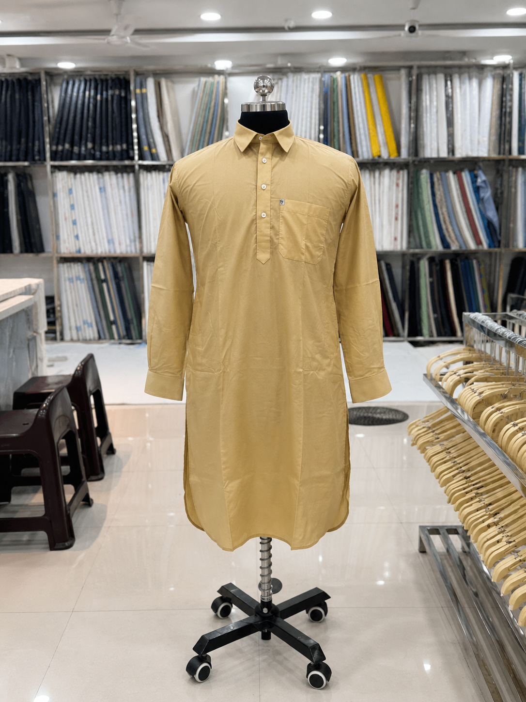 Royal Off-White Tailored Pathani Suit
